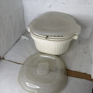 Rubbermaid Microwave 6 pc Cookware Set 3, 2, 1 Qt Steamer Rack Plus 1 Broken Lid